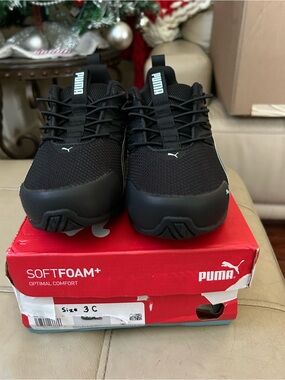 Puma Kids Black Low-Top Athletic Sneakers, 3 youth